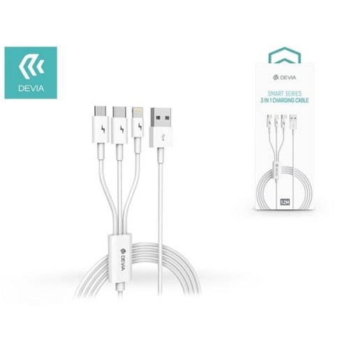 Devia ST329975 SMART 3in1 micro USB/Type-C/Lightning 1,2m töltőkábel