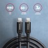 Axagon BUCM-CM15AB 1,5m USB C fekete adat- és töltőkábel