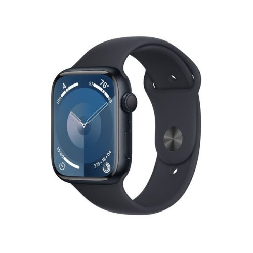 Apple Watch S9 GPS (45mm) éjfekete alumínium tok , éjfekete sport szíj (M/L) okosóra