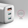 AXAGON ACU-DPQ65W 3x port (USB + dual USB-C), PD3.0/QC4+/PPS/Apple 65W fehér GaN töltő