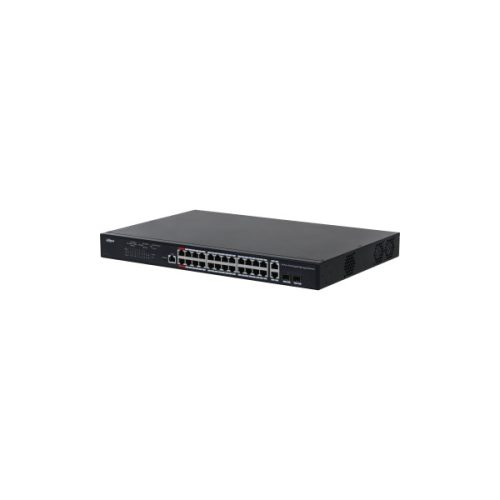 Dahua Menedzselhető PoE switch - PFS4226-24GT-370 (24x gigabit PoE/PoE+ (360W) + 2x SFP uplink, RedPort 90W)