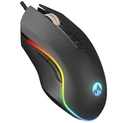 Everest Gamer Egér - SM-F09 TITANIO  (7200 DPI, 6gomb, 1,8m harisnyázott kábel,optikai, fekete, RGB LED)