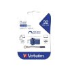 VERBATIM Pendrive, 32GB, USB 3.0+USB-C adapter, "DUAL"