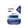 VERBATIM Pendrive, 64GB, USB 3.0, 175/80 MB/sec, "V3 MAX", kék-fekete