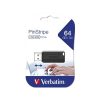 VERBATIM Pendrive, 64GB, USB 2.0, 10/4MB/sec, "PinStripe", fekete