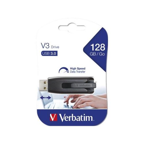 VERBATIM Pendrive, 128GB, USB 3.0, 80/25 MB/sec, "V3", fekete-szürke