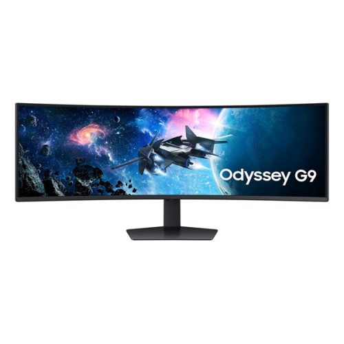 SAMSUNG Ívelt Gaming 240Hz VA monitor 49" G9 G95C, 5120x1440 DQHD 2K, 32:9, 450cd/m2, 1ms, HDMI,DP/USB