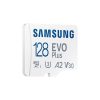 SAMSUNG Memóriakártya, EVO Plus microSDXC kártya ,128GB, UHS-1, U3, V30, A2, + SD Adapter, R160/W