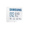 SAMSUNG Memóriakártya, EVO Plus microSDXC kártya, 512GB, UHS-1, U3, V30, A2, + SD Adapter, R160/W