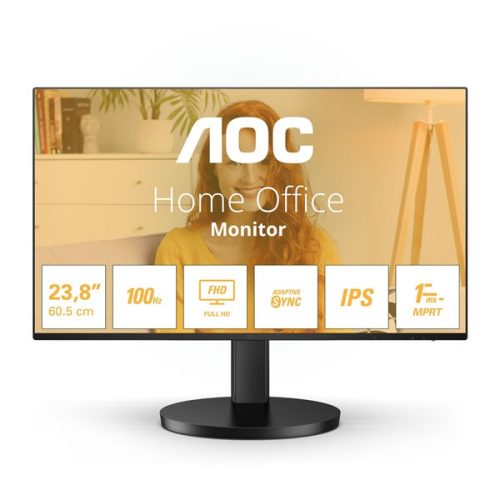 AOC IPS monitor 23.8" 24B3HA2, 1920x1080, 16:9, 250cd/m2, 14ms, VGA/HDMI, hangszóró, 100Hz