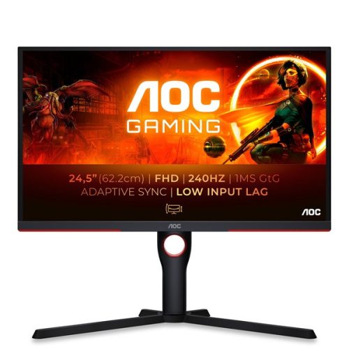 AOC Gaming 240Hz VA monitor 23.8" 25G3ZM/BK, 1920x1080, 16:9, 300cd/m2, 1ms, 2xHDMI/DisplayPort, áll. mag, pivot