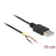 DeLock USB 2.0 Type-A male > 2 x open wires power 10 cm Raspberry Pi cable Black