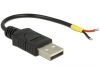 DeLock USB 2.0 Type-A male > 2 x open wires power 10 cm Raspberry Pi cable Black