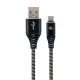 Gembird CC-USB2B-AMCM-1M-BW Premium cotton braided Type-C USB charging and data cable 1m Black/White