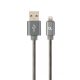 Gembird CC-USB2S-AMLM-1M-BG Lightning Premium spiral metal 8-pin charging and data cable 1m Metallic Grey