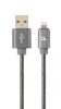 Gembird CC-USB2S-AMLM-2M-BG Lightning Premium spiral metal 8-pin charging and data cable 2m Metallic Grey