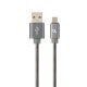 Gembird CC-USB2S-AMmBM-1M-BG microUSB Premium spiral metal charging and data cable 1m Metallic Grey