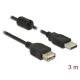 DeLock Extension cable USB 2.0 Type-A male > USB 2.0 Type-A female 3m Black