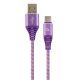 Gembird CC-USB2B-AMCM-2M-PW Premium cotton braided Type-C USB charging and data cable 2m Purple/White