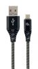 Gembird CC-USB2B-AMmBM-1M-BW Premium cotton braided Micro-USB charging and data cable 1m Black/White