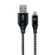 Gembird CC-USB2B-AMmBM-1M-BW Premium cotton braided Micro-USB charging and data cable 1m Black/White