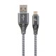 Gembird CC-USB2B-AMmBM-1M-WB2 Premium cotton braided microUSB charging and data cable 1m Space Grey/White