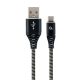 Gembird CC-USB2B-AMCM-2M-BW Premium cotton braided Type-C USB charging and data cable 2m Black/White