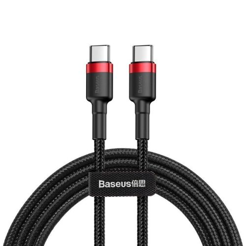 Baseus Cafule USB-C - USB-C PD 2.0 QC 3.0 kábel 60 W 1 m (fekete-piros)