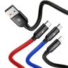 Baseus 3 az 1-ben USB-C / Lightning / Micro-USB kábel, 3A, 1,2 (fekete)