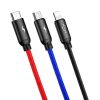 Baseus 3 az 1-ben USB-C / Lightning / Micro-USB kábel, 3.5A, 0.3 m (fekete)