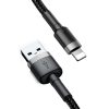 Baseus Cafule 2.4A Lightning USB-kábel 0.5m (szürke-fekete)