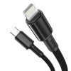 Baseus USB-C - Lightning kábel, nagy sűrűségű fonott, 20 W, 5 A, PD, 1 m (fekete)