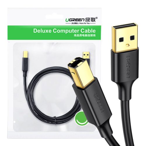 UGREEN US135 USB 2.0 A-B nyomtatókábel, aranyozott, 2 m (fekete)