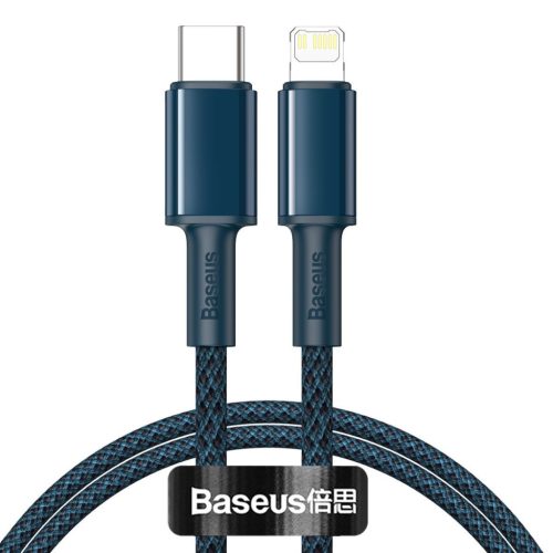 Basues USB-C - Lightning Kábel nagy sűrűségű fonott, 20W, 5A, PD, 2m (kék)