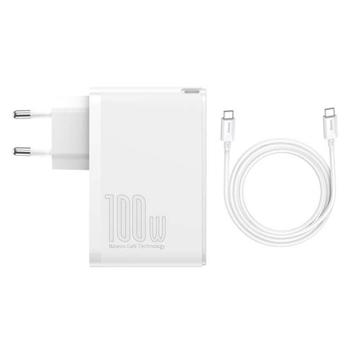 Baseus GaN2 Pro fali töltő, 2x USB + 2x USB-C, 100W, EU (fehér)