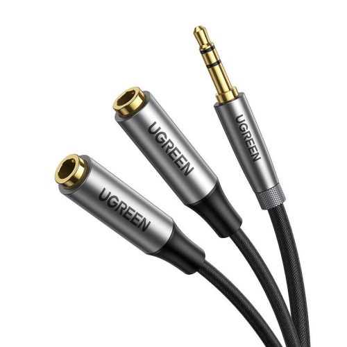 UGREEN AV191 AUX Audio elosztó, 3,5 mm-es jack kábel, 20 cm (fekete)