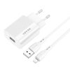 VFAN E01 hálózati töltő, 1x USB, 2,4A + Lightning kábel (fehér)