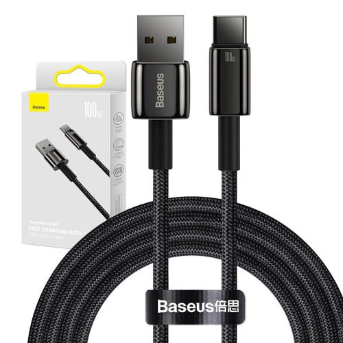 Baseus Tungsten Gold USB - USB-C Kábel, 100W, 2m (fekete)