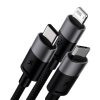 Baseus StarSpeed 3 az 1-ben töltőkábel USB - USB-C + Micro + Lightning, 3,5A, 1.2m (fekete)