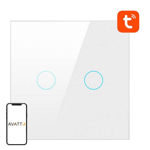 Smart Light Switch ZigBee Avatto LZTS02-EU-W2 2 Way No Neutral TUYA (white)