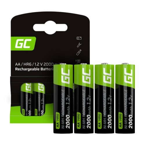 Green Cell Rechargeable Batteries Sticks 4x AA HR6 2000 mAh