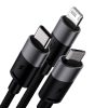 Baseus StarSpeed Gyorstöltő USB - M+L+C, 3.5A, 0,6m (fekete)