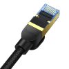 Baseus fonott hálózati kábel Cat.7, Ethernet RJ45, 10Gbps, 1m (fekete)