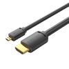 HDMI-D Male to HDMI-A Male Cable Vention AGIBI 3m, 4K 60Hz (Black)