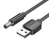 Power Cable USB 2.0 to DC 5.5mm Barrel Jack 5V Vention CEYBD 0,5m (black)