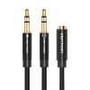 Cable Audio 2x 3.5mm male to 3,5mm female Vention BBUBY 0.3m Black