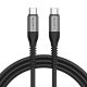 USB-C to USB-C Fast charging cable Lention CB-CCT 60W, 5A/20V, 480Mbps, 2m (black)