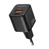 Wall charger MiniGaN Rocoren USB-C, USB, 20W (black)