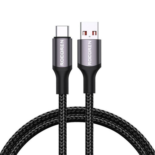 Fast Charging cable Rocoren USB-A to USB-C Retro Series 1m 3A (grey)