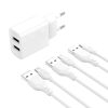 Wall charger XO L109  2.4A 12W 2x USB-A,  cable USB Type-C,  (white)